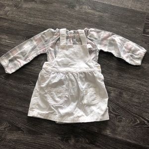 Corduroy overall dress w plaid long sleeve Onsie